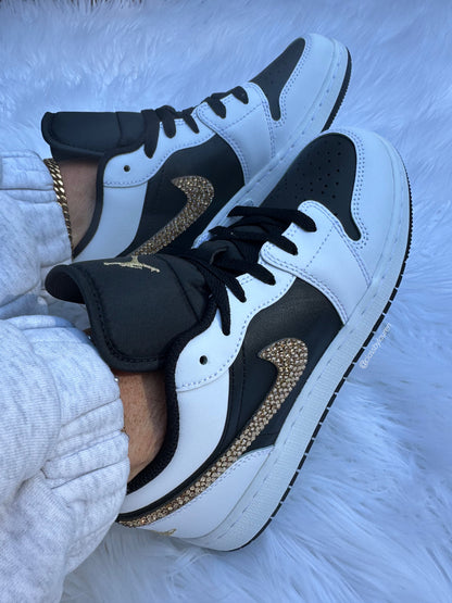 Women Nike Air Jordan 1 Metallic Gold Panda