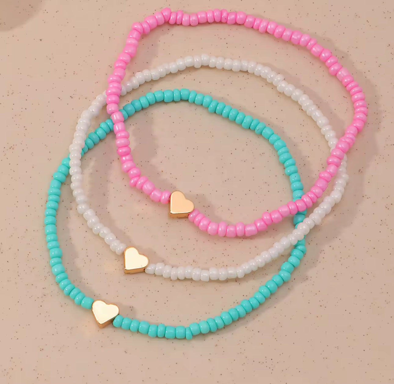 3 Piece Heart Bracelet/Anklet (3 Colors)