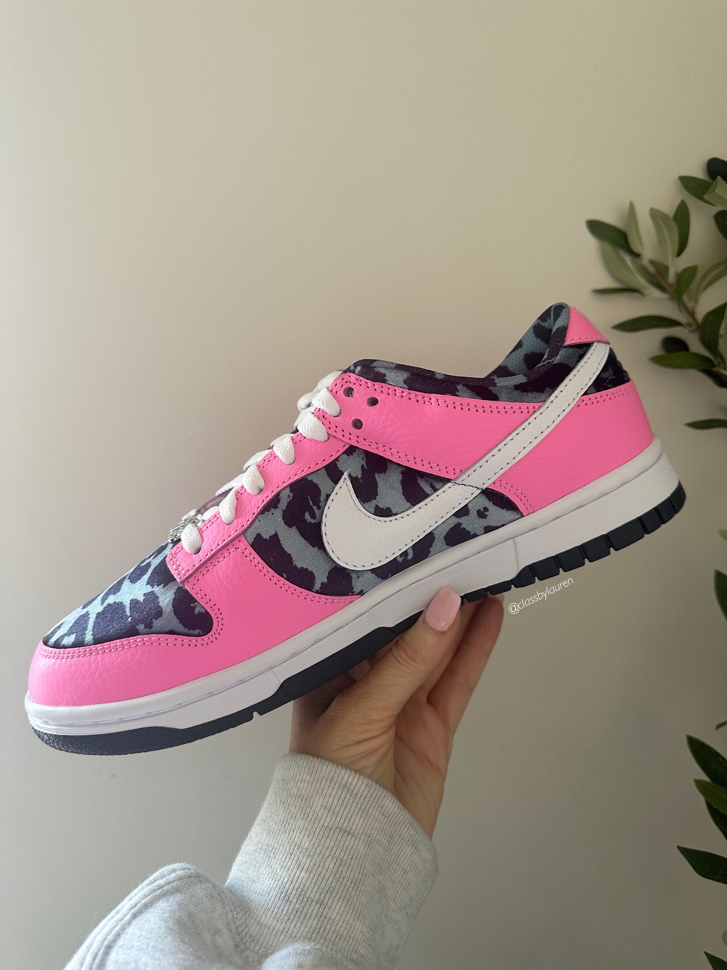 Women’s Nike Velvet Dunks Pink Custom Cheetah