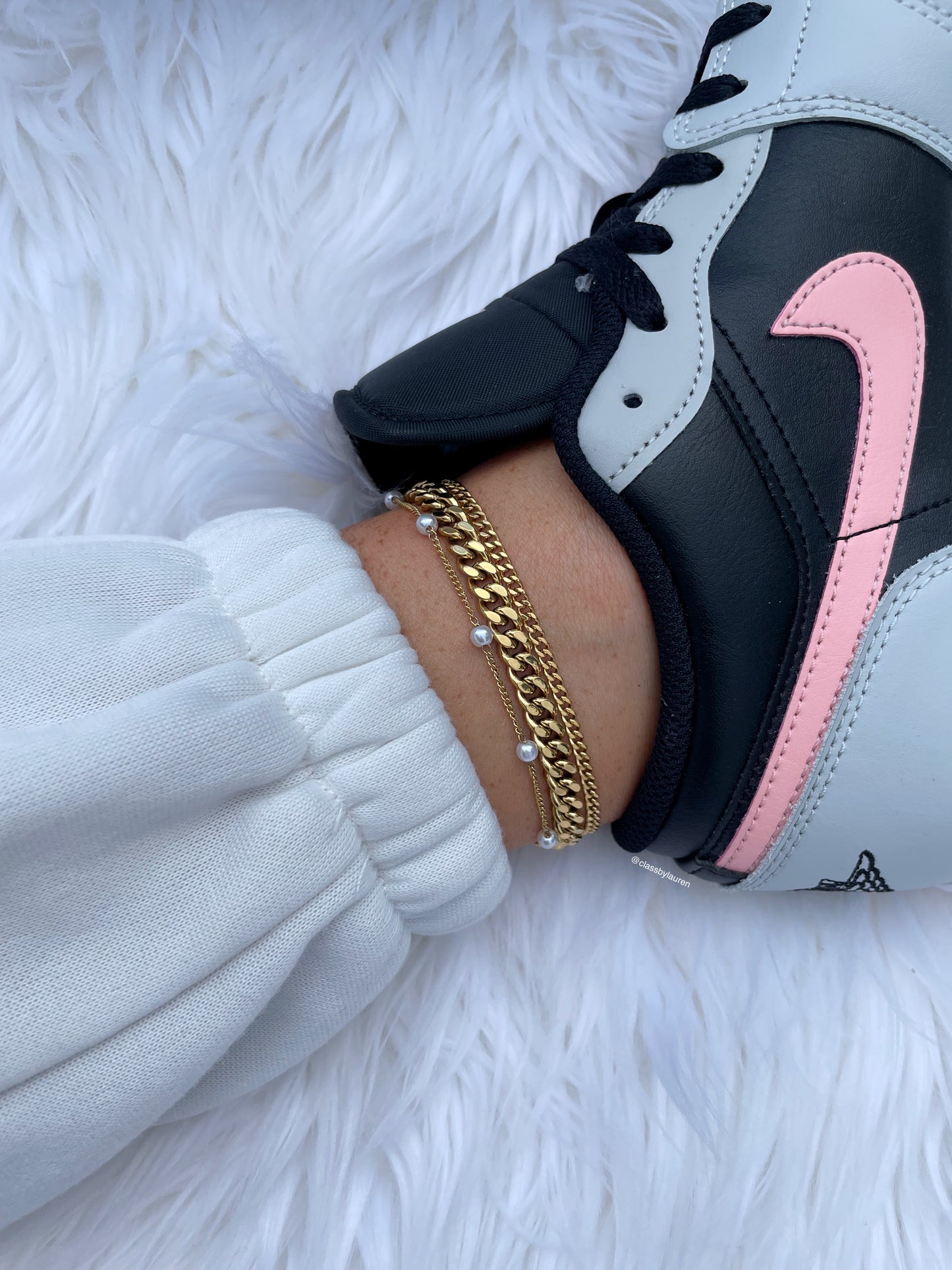 Pearl Gold Anklet 8MM