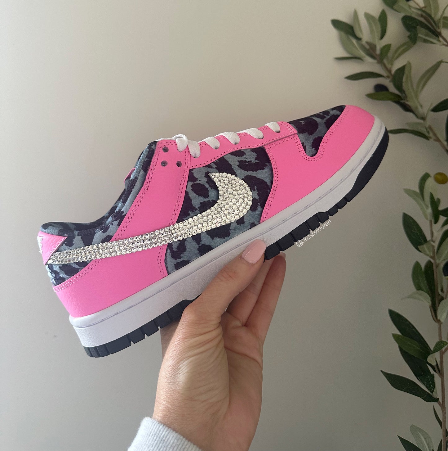 Women’s Nike Velvet Dunks Pink Custom Cheetah