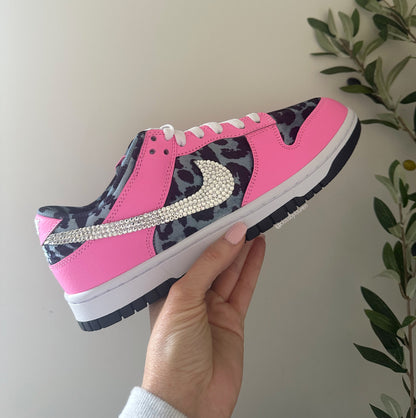 Women’s Nike Velvet Dunks Pink Custom Cheetah