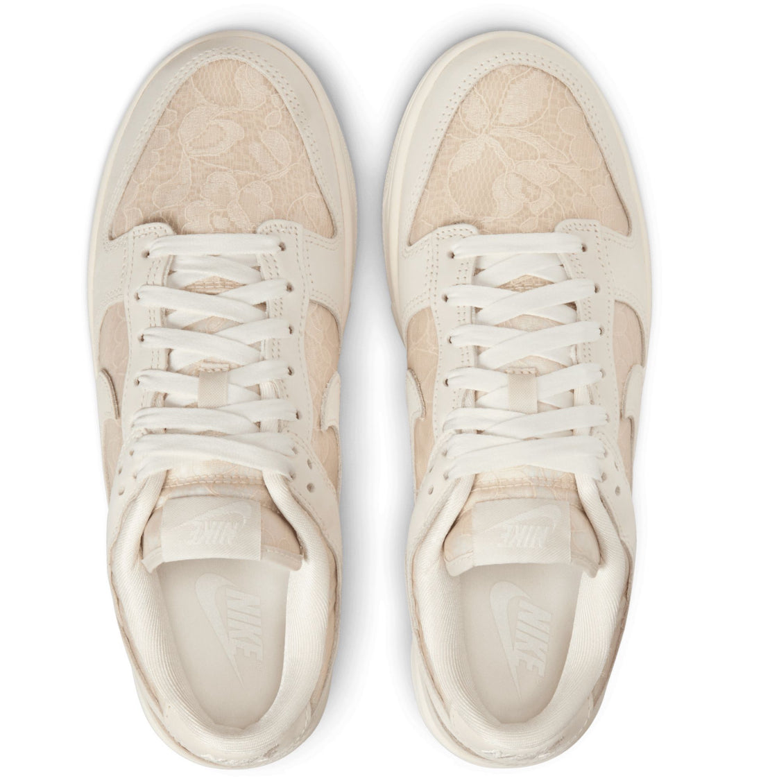 Women Gold Neutral Lace Nike Dunks