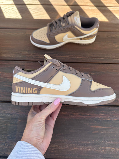 Women’s Nike Dunk Brown Gold (Custom Last Name Sports)