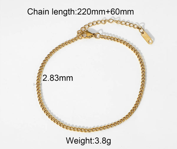 Thin Gold Anklet 3MM