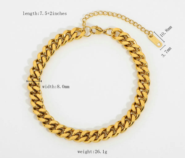 Thick Gold Anklet 8MM