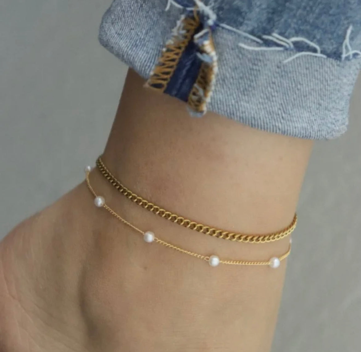Pearl Gold Anklet 8MM