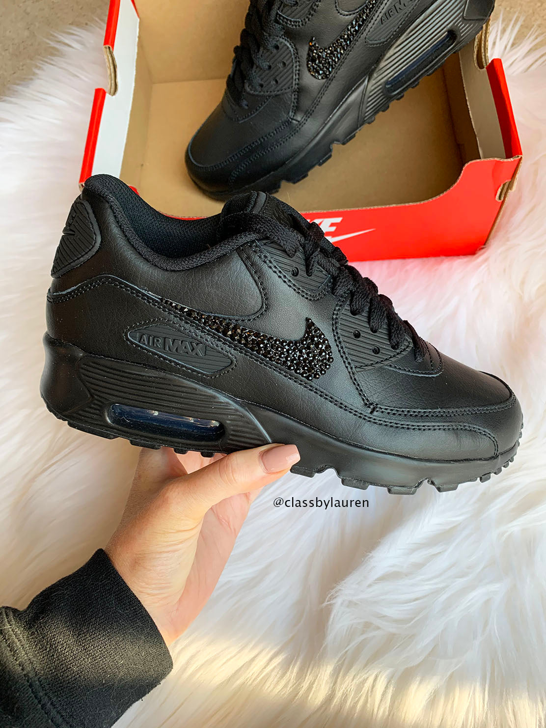 nike air max 90 leather black womens