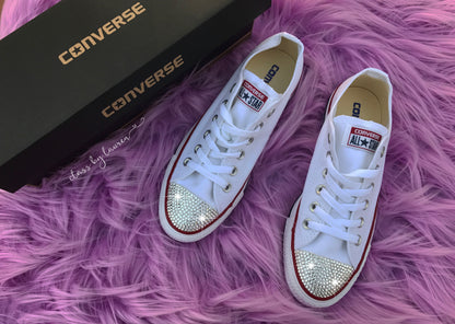 White Converse with Crystals