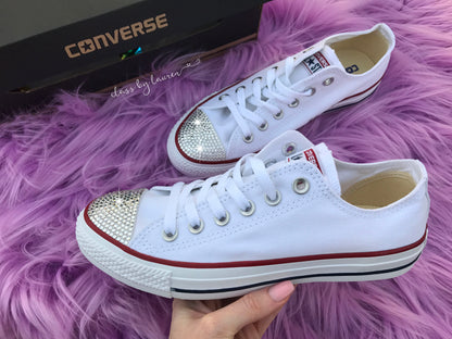 White Converse with Crystals