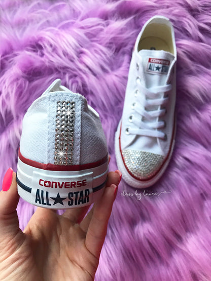 White Converse with Crystals