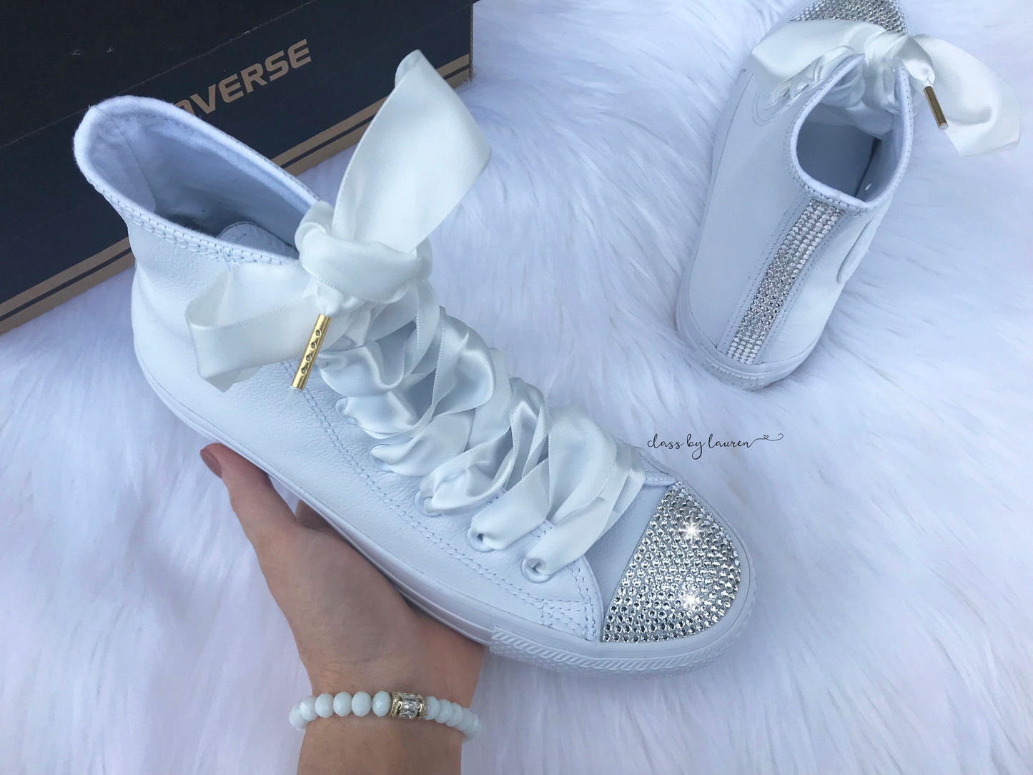 Converse High Top Wedding White with Crystals