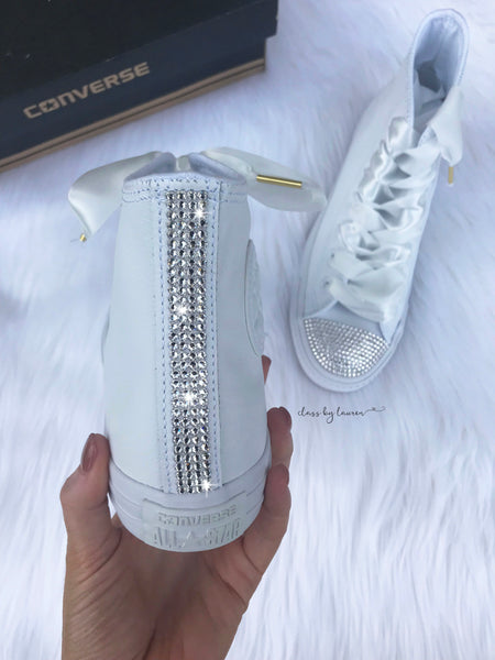 Converse High Top Wedding White with Crystals