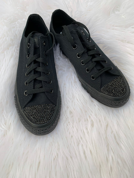 All Black Converse with Crystals