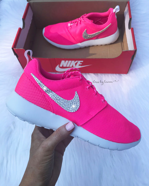 Hot Pink Nike Roshe with Crystals