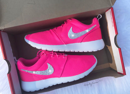 Hot Pink Nike Roshe with Crystals