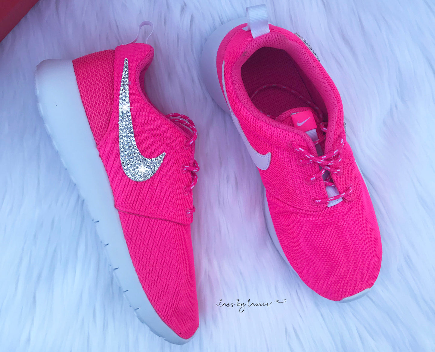 Hot Pink Nike Roshe with Crystals