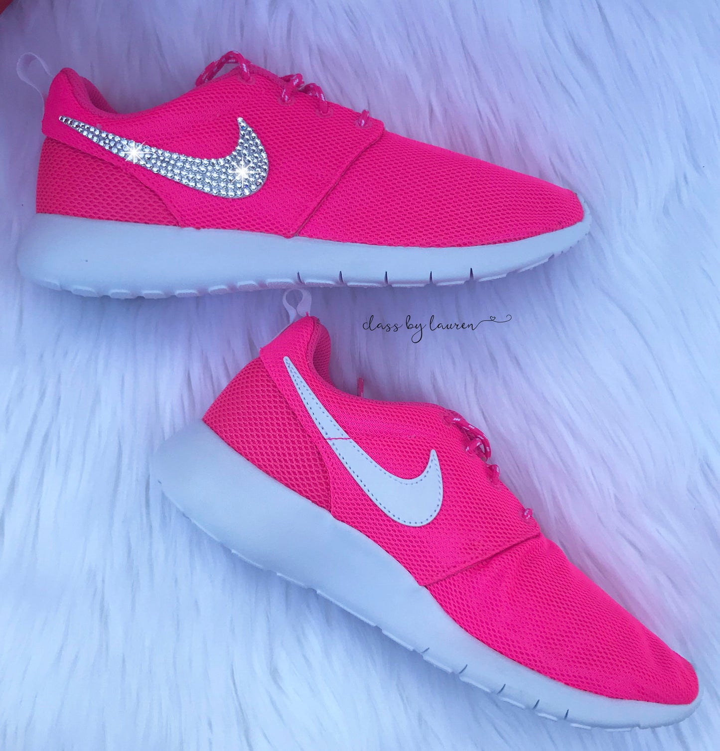 Hot Pink Nike Roshe with Crystals